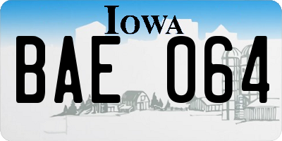 IA license plate BAE064