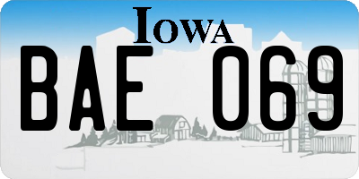 IA license plate BAE069