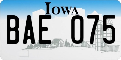 IA license plate BAE075