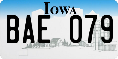 IA license plate BAE079