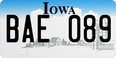 IA license plate BAE089