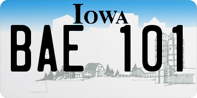 IA license plate BAE101