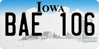 IA license plate BAE106