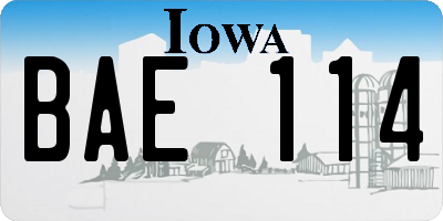 IA license plate BAE114