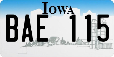 IA license plate BAE115
