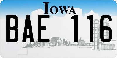 IA license plate BAE116