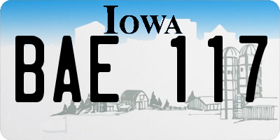 IA license plate BAE117