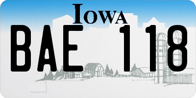 IA license plate BAE118