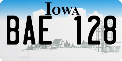 IA license plate BAE128
