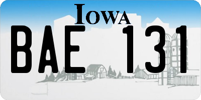 IA license plate BAE131