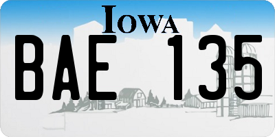 IA license plate BAE135