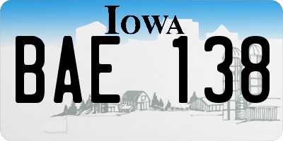 IA license plate BAE138