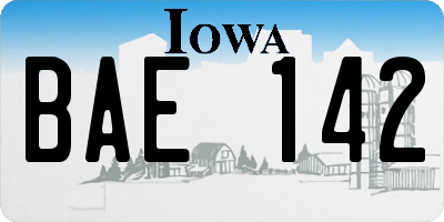 IA license plate BAE142