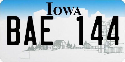 IA license plate BAE144