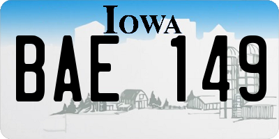 IA license plate BAE149