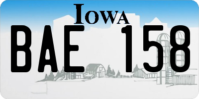 IA license plate BAE158