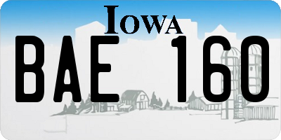 IA license plate BAE160