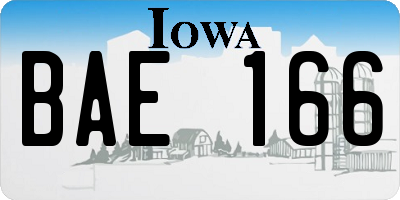 IA license plate BAE166