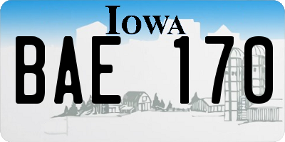 IA license plate BAE170