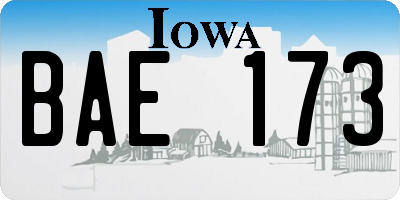 IA license plate BAE173