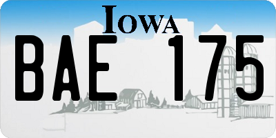 IA license plate BAE175