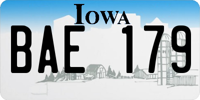 IA license plate BAE179