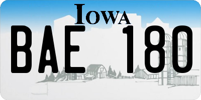IA license plate BAE180
