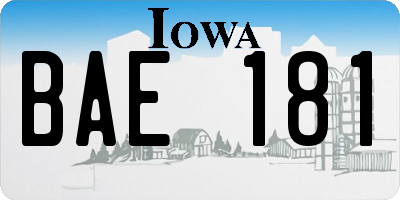 IA license plate BAE181
