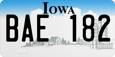 IA license plate BAE182