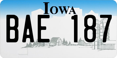 IA license plate BAE187
