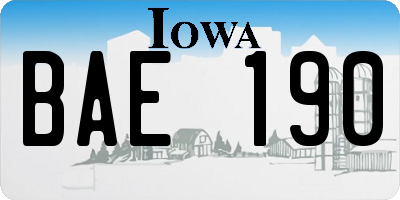IA license plate BAE190