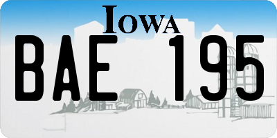 IA license plate BAE195