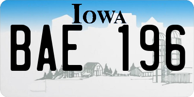 IA license plate BAE196