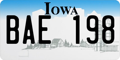 IA license plate BAE198