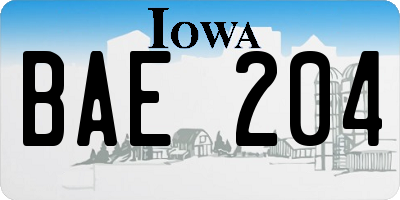 IA license plate BAE204