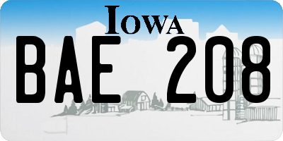 IA license plate BAE208