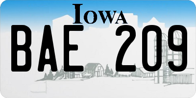 IA license plate BAE209