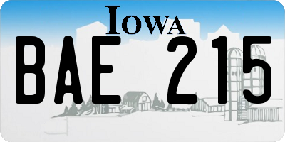 IA license plate BAE215