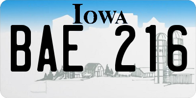 IA license plate BAE216
