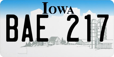 IA license plate BAE217