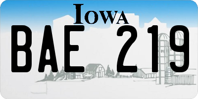 IA license plate BAE219