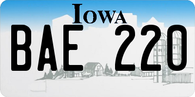 IA license plate BAE220