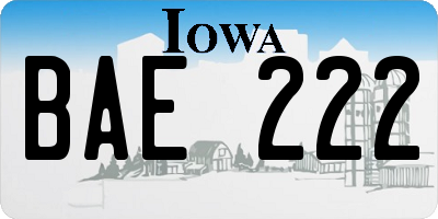 IA license plate BAE222