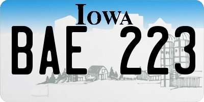 IA license plate BAE223