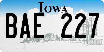 IA license plate BAE227