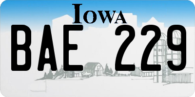 IA license plate BAE229