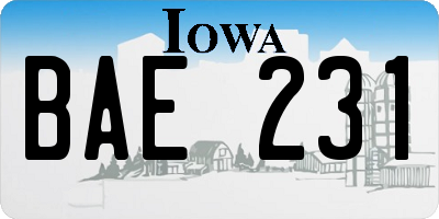 IA license plate BAE231