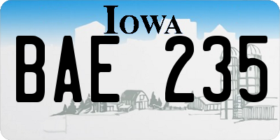 IA license plate BAE235
