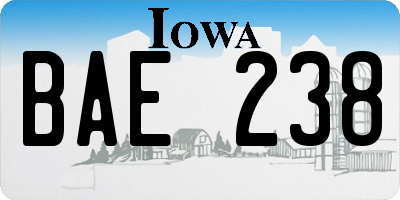 IA license plate BAE238