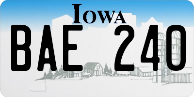 IA license plate BAE240